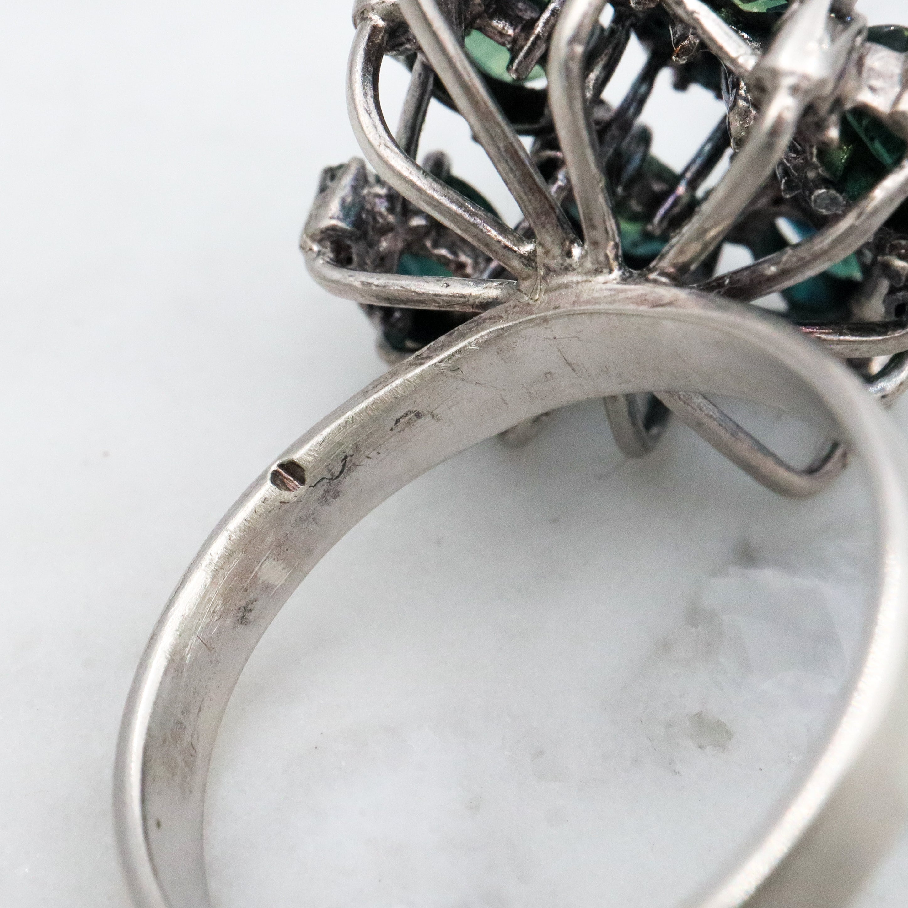 vintage London blue topaz & white zircon sterling cocktail ring, size 9